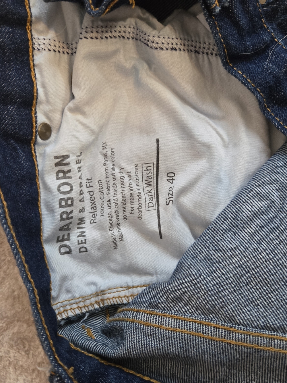 Men's Relaxed Fit Dark Blue Denim Jeans - Picture 6 of 6